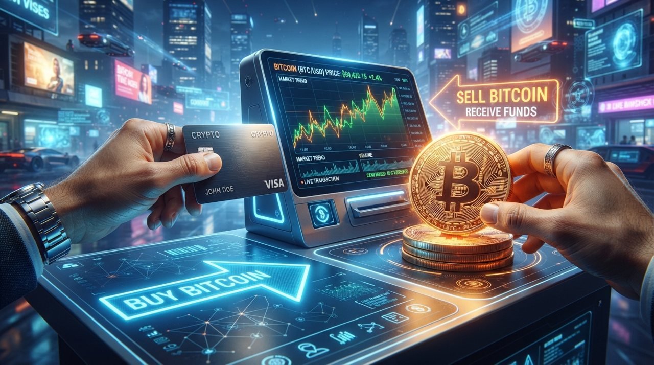 Illustration of crypto buying and selling