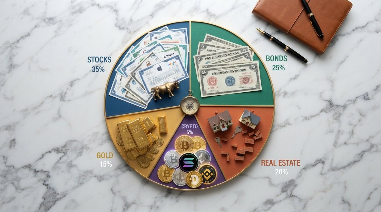 Illustration of portfolio diversification and asset allocation